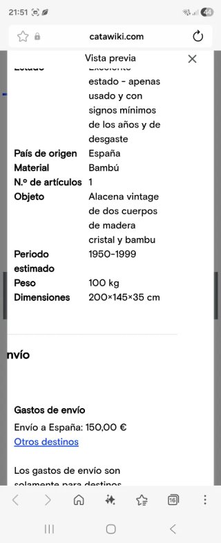 Alacena Vintage Bambú Madera Cristal