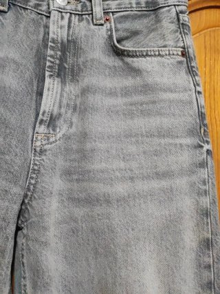 Zara Jeans Tiro Alto Straight Gris Talla 36