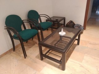 Mesita baja salón cristal y metal