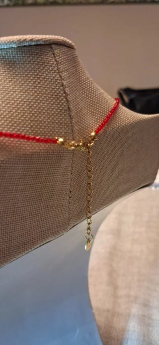 Gargantilla fina con colgante rojo