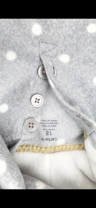 Pijama bebé polar gris lunares oso