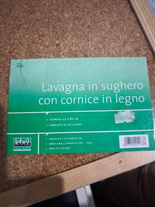 Lavagna in sughero con cornice in legno