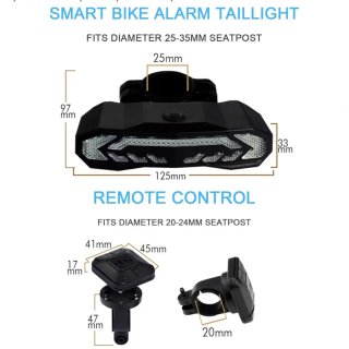 Alarma, luz trasera e intermitentes para bicicleta