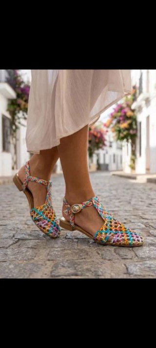 Sandali donna intrecciati multicolor