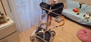 Carrito de bebé azul marino