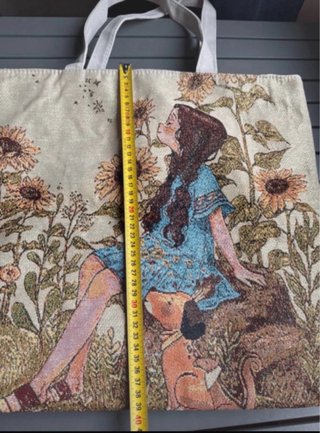 Saco de tela com estampa de girassóis