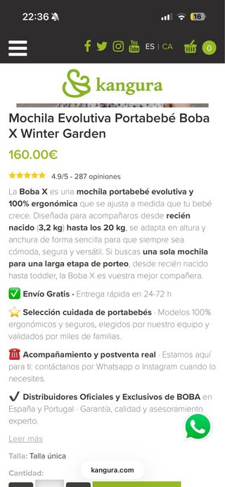 Mochila Porteo Ergonómica Boba X Montaña