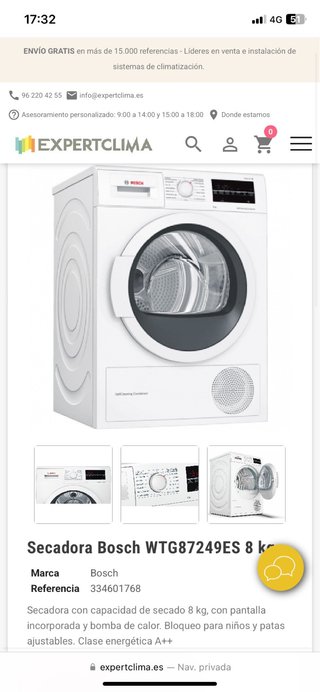 Secadora Bosch Serie 6 8kg