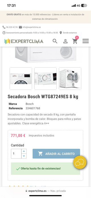 Secadora Bosch Serie 6 8kg
