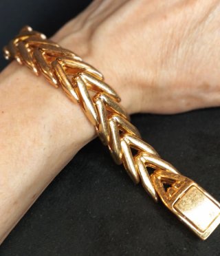 Pulsera Acero Inox Eslabón Cubano Dorado