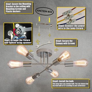 Lámpara de techo tipo plateada 6 luces E27  ø52 cm