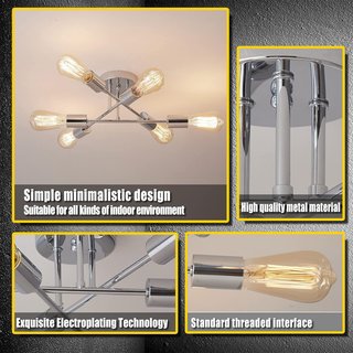 Lámpara de techo tipo plateada 6 luces E27  ø52 cm