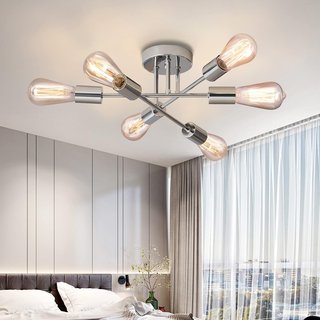 Lámpara de techo tipo plateada 6 luces E27  ø52 cm