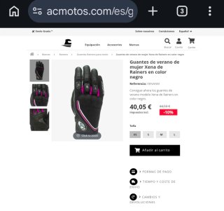 Guantes Rainers Mujer Negro y Rosa Talla XS/7