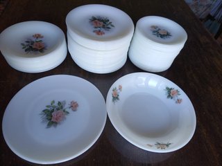 Conjunto Pyrex Branco Flores