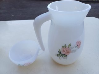 Conjunto Pyrex Branco Flores