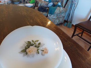 Conjunto Pyrex Branco Flores