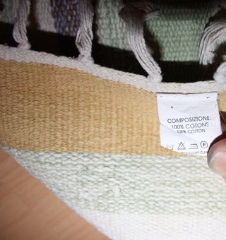Tappetino cotone righe beige/verde/panna