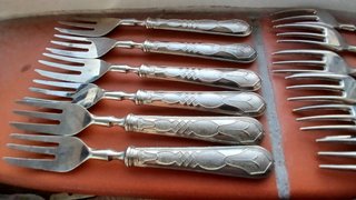 Posate da dolce, vintage, manico in argento 800