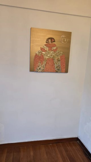 Cuadro/arte decorativo mujer dorada Menina.