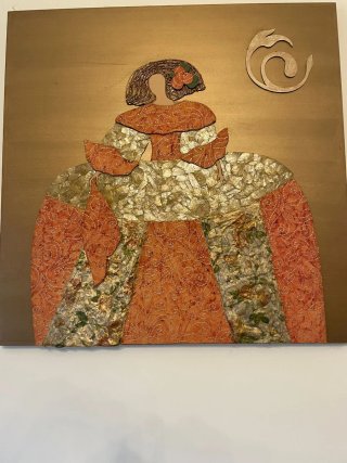 Cuadro/arte decorativo mujer dorada Menina.