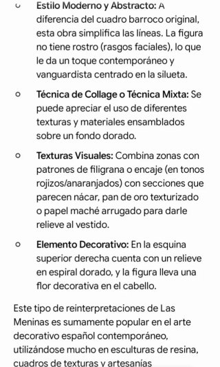 Cuadro/arte decorativo mujer dorada Menina.