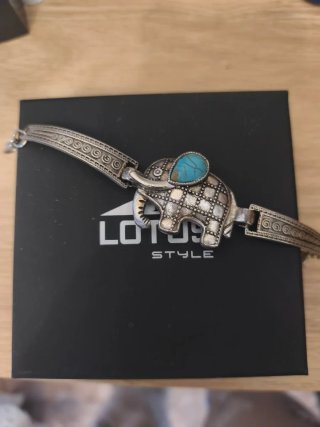 Pulsera Lotus Style Elefante Turquesa Plata