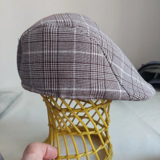 Boina retro verano cuadros y lisa marrón y gris