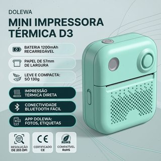 Mini Impressora Térmica Dolewa D3 Bluetooth