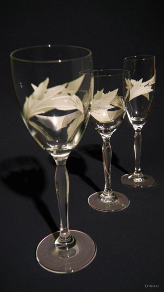 Set 18 Calici Vetro Decorati Rilievo