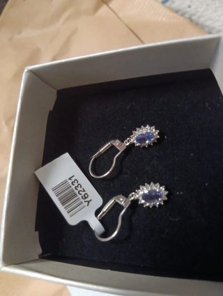 Pendientes azules con detalles plateados
