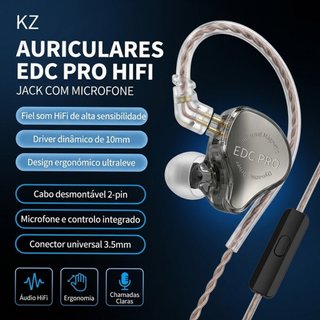Auriculares KZ Edc Pro HiFi Jack com Microfone