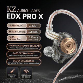 Auriculares Hi-Fi KZ Edx Pro X Jack com Microfone