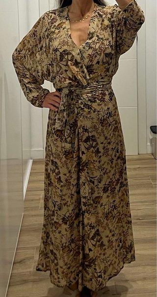 Vestido largo floral Massimo Dutti