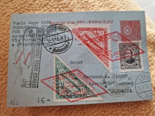 CARTA LED ZEPPELIN 1932 PARAGUAY VUELO GRAF ! RARA