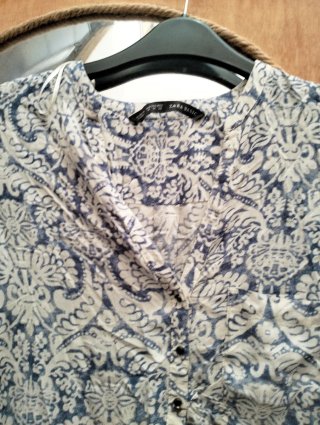 Camicia Zara fantasia bianca e celeste