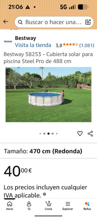 Cubierta Solar Piscina Bestway 470 cm