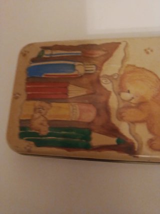 Astuccio vintage in metallo con orsetti anni '80