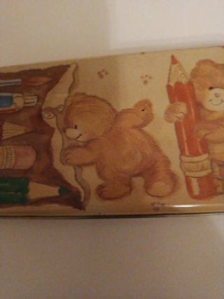Astuccio vintage in metallo con orsetti anni '80