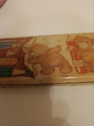 Astuccio vintage in metallo con orsetti anni '80
