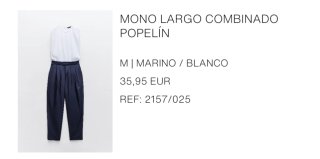 Mono Zara Popelín Talla M