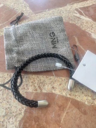 Pulsera trenzada Mango hombre plata negra