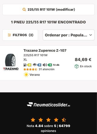 4 Neumáticos 225/55R17