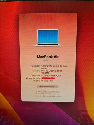 MacBook Air i5 SSD 2017 8Gb