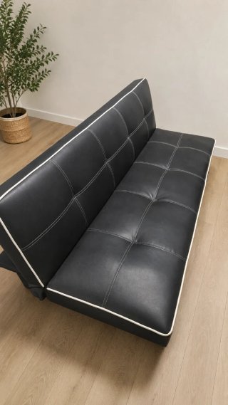 Sofá Cama Piel Sintética Negro