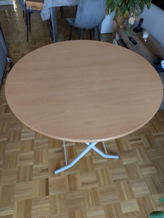 Mesa plegable redonda madera y metal