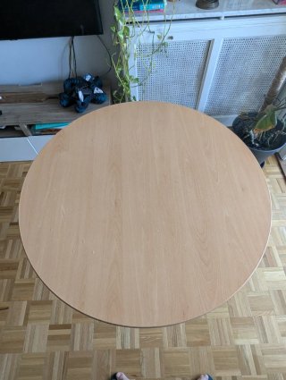 Mesa plegable redonda madera y metal