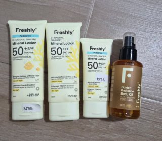 Lote 3 Freshly Mineral Lotion SPF 50 + Aceite Corp