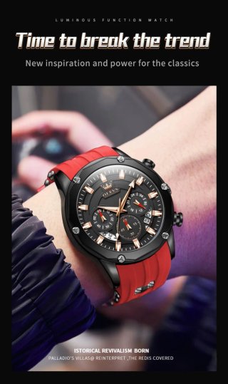 Reloj OLEVS Negro y Rojo para Hombre