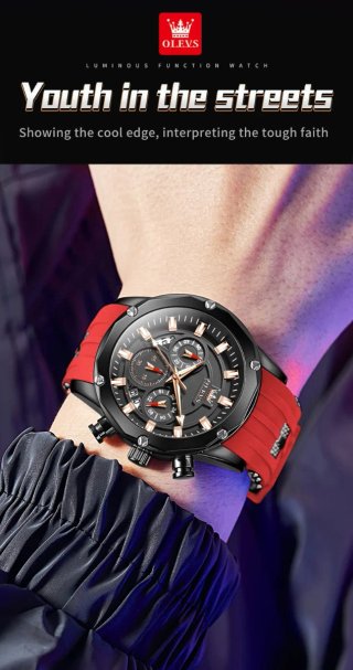 Reloj OLEVS Negro y Rojo para Hombre
